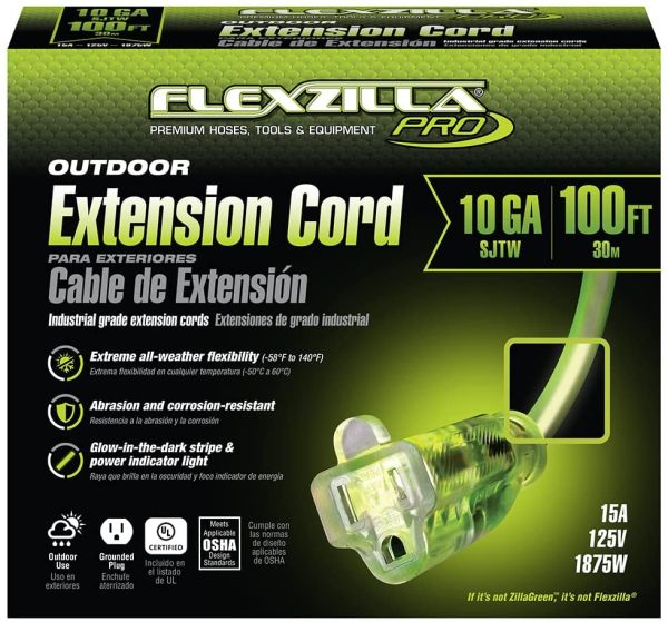 Legacy FZ512935 Flexzilla 100-ft Lighted Ends Extension Cord, 10/3 AWG