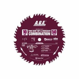 AGE MD10-504TBR 10 inch 50 Tooth Thin Kerf Rip and Crosscut Combination Saw Blade
