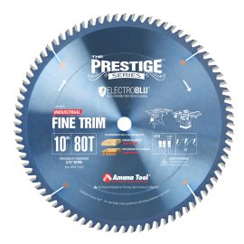 Amana 610800C Electro-Blu™ Carbide Tipped Prestige™ Trim 10 Inch Dia x 80T ATB, 10 Deg, 5/8 Bore, Non-Stick Coated