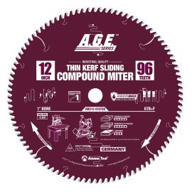 AGE MD12-976TBR 12 inch 96 Tooth Thin Kerf Sliding Compound Miter Saw Blade