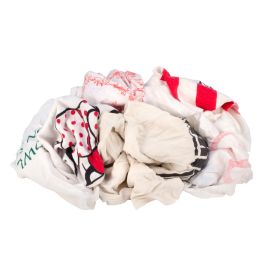 Buffalo Industries 10266 Recycled White T-Shirts with Colored Trim Cloth Rags - 8 lbs Box