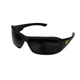 Edge XB436-E1 Safe Eyewear Brazeau Torque - Matte Black Frame with Yellow E-Logo / Smoke Lens