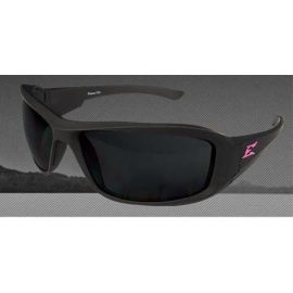 Edge XB436-E6 Safety Eyewear Brazeau Torque Matte Black Frame w/ Pink Logo / Smoke Lens