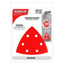 Diablo DCT334120H10G 3-3/4 in. 120-Grit Oscillating Detail Triangle Sanding Sheets - 10-pack