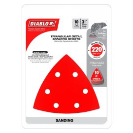Diablo DCT334220H10G 3-3/4 in. 220-Grit Oscillating Detail Triangle Sanding Sheets - 10-pack