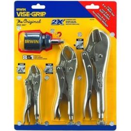 Irwin  2077703 Vise Grip 3 pc Set 10 in. Straight, 7 in. & 5 in. Curved w/ Wire Cutter Plier & 8 in 1 Multi-Tool