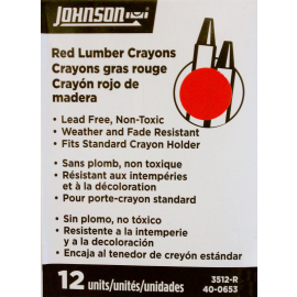 Johnson Level 3512-R, Red Lumber Crayon - 12/box