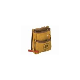 Klein 5125L Tool Pouch, Leather, 5-Pockets, Tape Thong