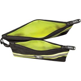 Klein 55599  Zipper Bags, High Visibility Tool Pouches, Heavy-Duty 1680d Ballistic Weave, Black, Reflective Gray, Green Accents, 2-Pack