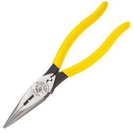 Klein D203-8NCR Long-Nose Pliers, HD Side Cutters/Skinning Hole/Crimp Die