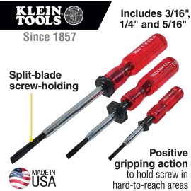 Klein SK234 Screwdriver Set 3-Pc. Slotted Screw-Holding