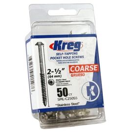 Kreg SML-C250S5-50 2-1/2 inch Pocket Hole Screws-Course-Washer Head-50-count
