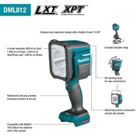 Makita DML812 18V LXT® Li‑Ion Cordless L.E.D. Flashlight / Spotlight - Bare Tool