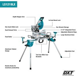 Makita LS1219LX 12-in. Dual‑Bevel Sliding Compound Miter Saw with Laser and Stand