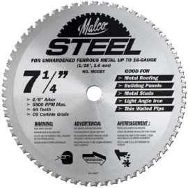 Malco MCCB7 7 1/4-Inch 56 Tooth Metal Cutting Saw Blade for Standing Seam Roof Panels
