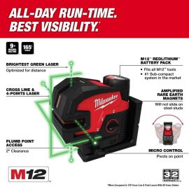 Milwaukee 3624-20 M12 Green Laser Cross Line & 4 Points - Bare Tool