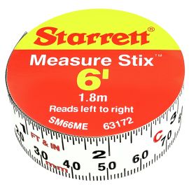 Starrett SM66ME 6 ft. Adhesive Tape Measure 3/4 in. Width - Left to right read