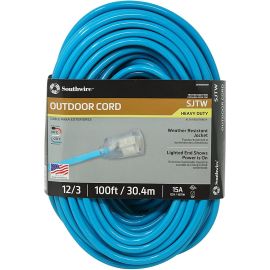 Southwire 2579SW000H 100-ft, 12 AWG, Blue, Extension Cord | Dynamite Tool