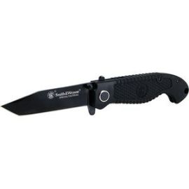Smith & Wesson CKTACB Special Tactical Rubber Coated Steel Liner Lock w/ Black Tanto Blade
