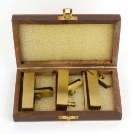 Big Horn 19278 Micro Brass Plane 3 Piece Standard, Bull Nose, Scraper in Wooden Box | Dynamite Tool
