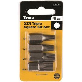 Titan 16161 4pc Triple Square Bit Set - 3/8" Hex Drive