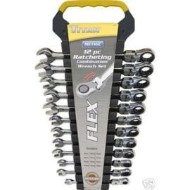 Titan 17367 12pc Metric Flex Ratcheting Wrench Set