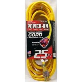 Voltec 73025 25-foot SJTW-A Yellow Extension Cord with Lighted Plug
