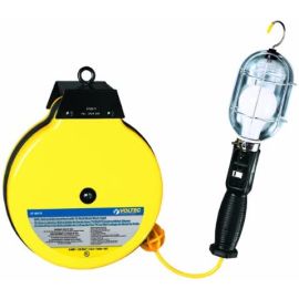 Voltec 07-00176 SVT Metal Guard Worklight Retractable Reel with Outlet in Handle, 50-Foot, Yellow & Black